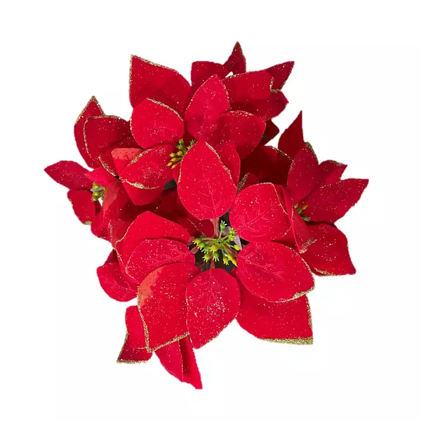 Ramo De Flores Rojas Artificial Escarchado