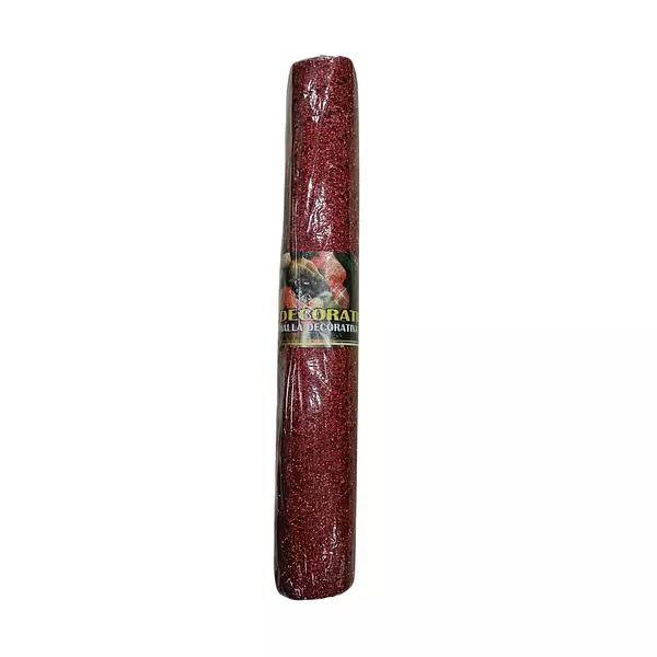 Malla Navideña Roja Escarchado