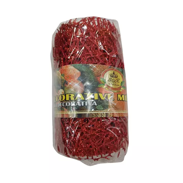 Malla Nido Navideña Roja Escarchada