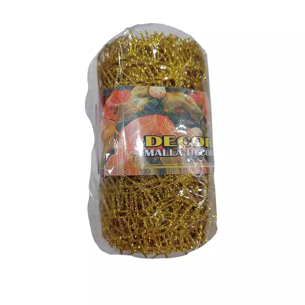 Malla Nido Navideña Dorada Escarchada